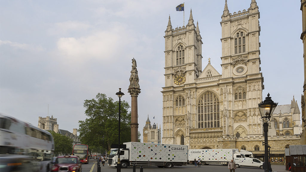 Church furniture Casala | Wooden Curvy church chairs with Zifra digital chair numbering at Westminster Abbey in London
